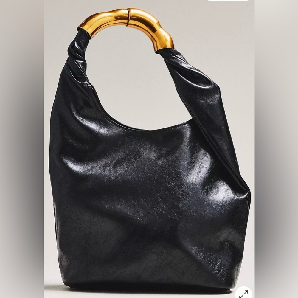 Anthropologie Vegan Leather Gilded Shoulder Bag